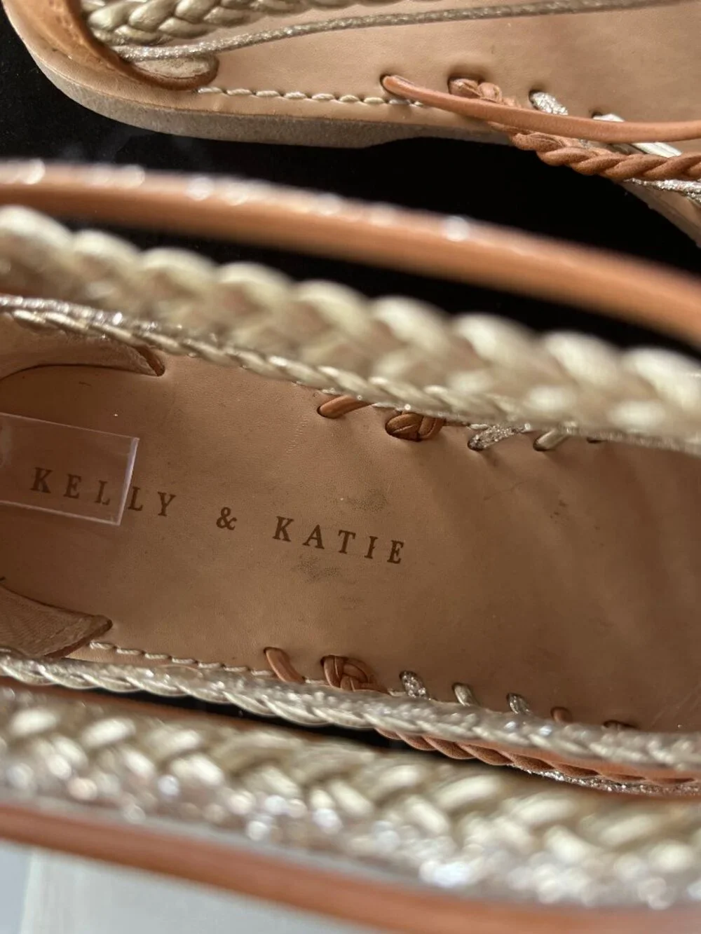 Kelly & Katie Maddy Gladiator Sandals Tan Gold Glitter Size 4M